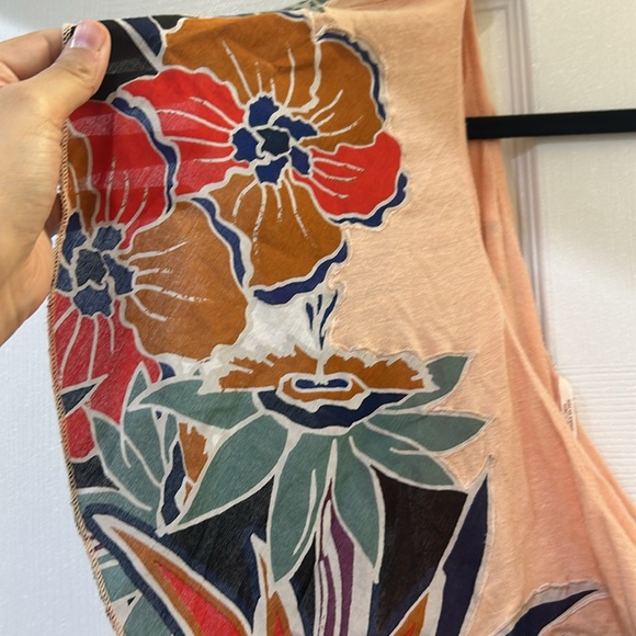 Free People One Shoulder Tropical Peach Blouse - Picture 3 of 3